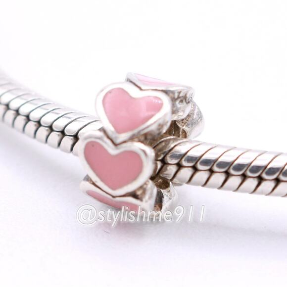 ZABLE Sterling Silver Pink Hearts Bead Charm - Picture 2 of 10